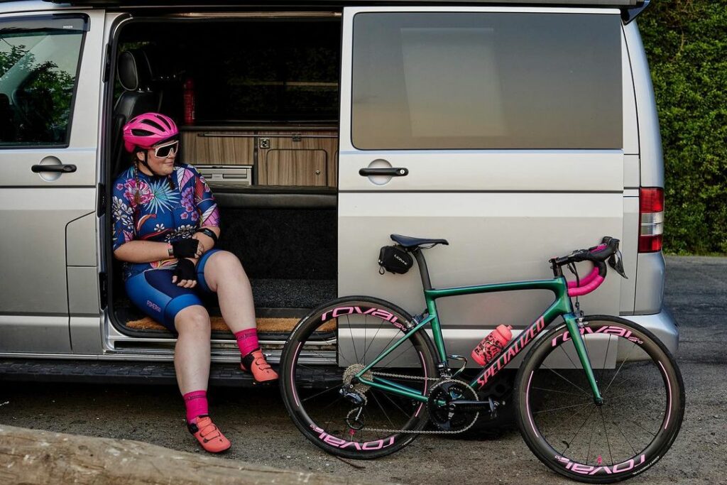 Lisa-with-her-camper-van-and-bike
