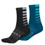 Endura Coolmax Twin Pack Stripe Socks in Kingfisher/Black