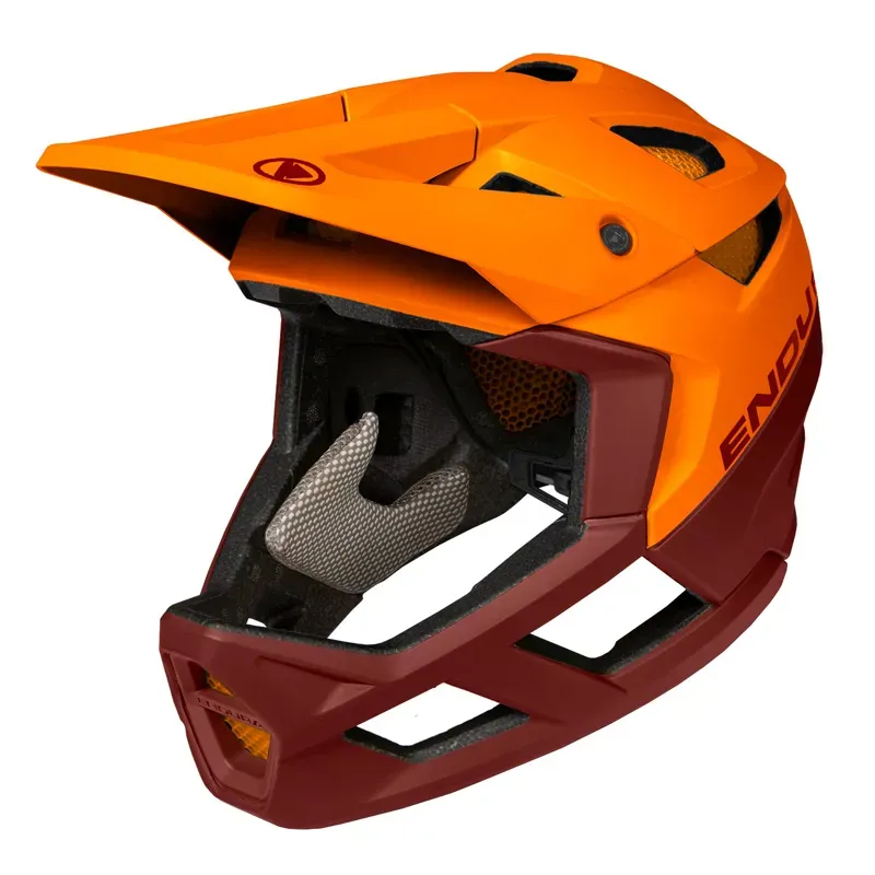 orange full face mtb helmet