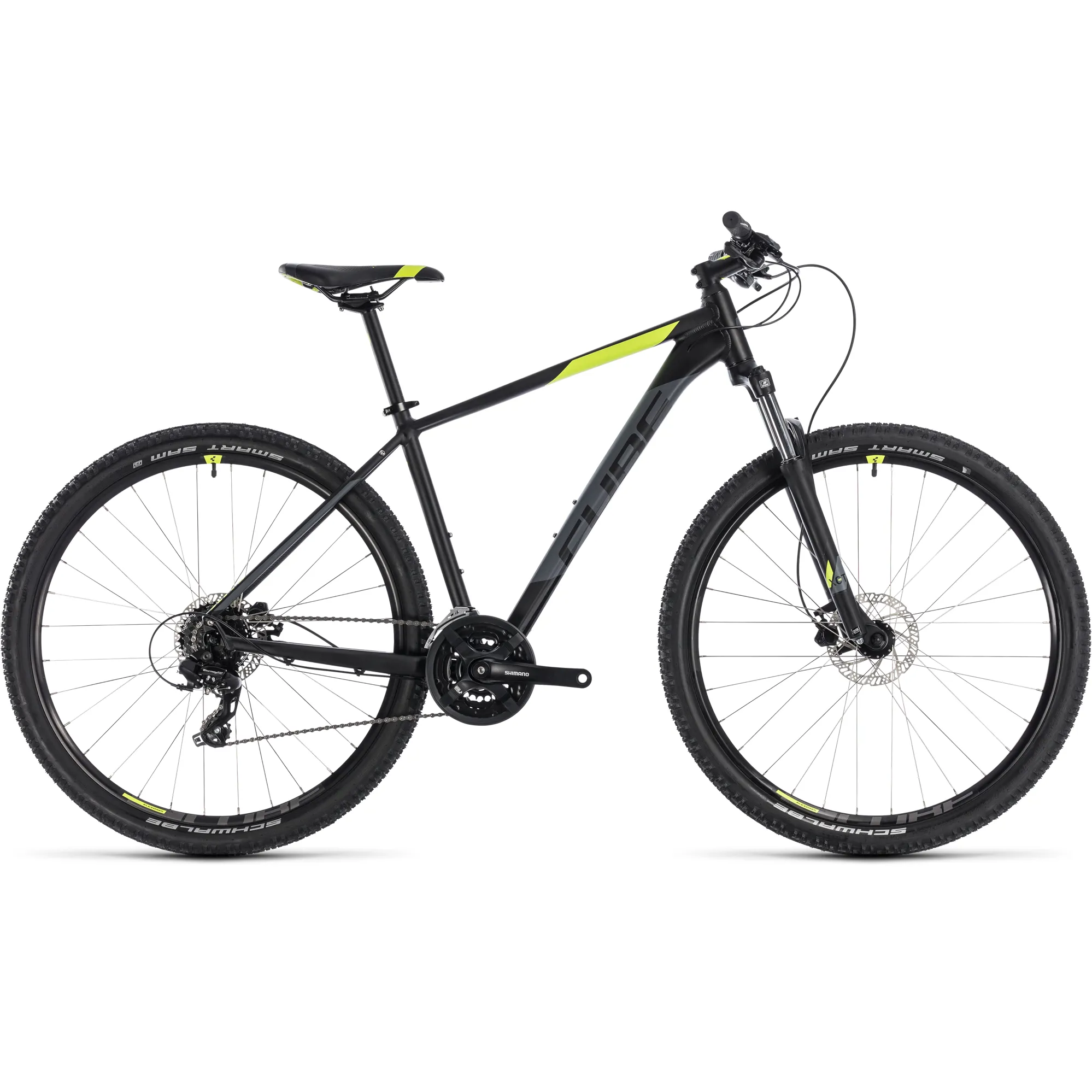 2018 Cube Aim Pro Hardtail Mens Mountain Bike in Black Yellow