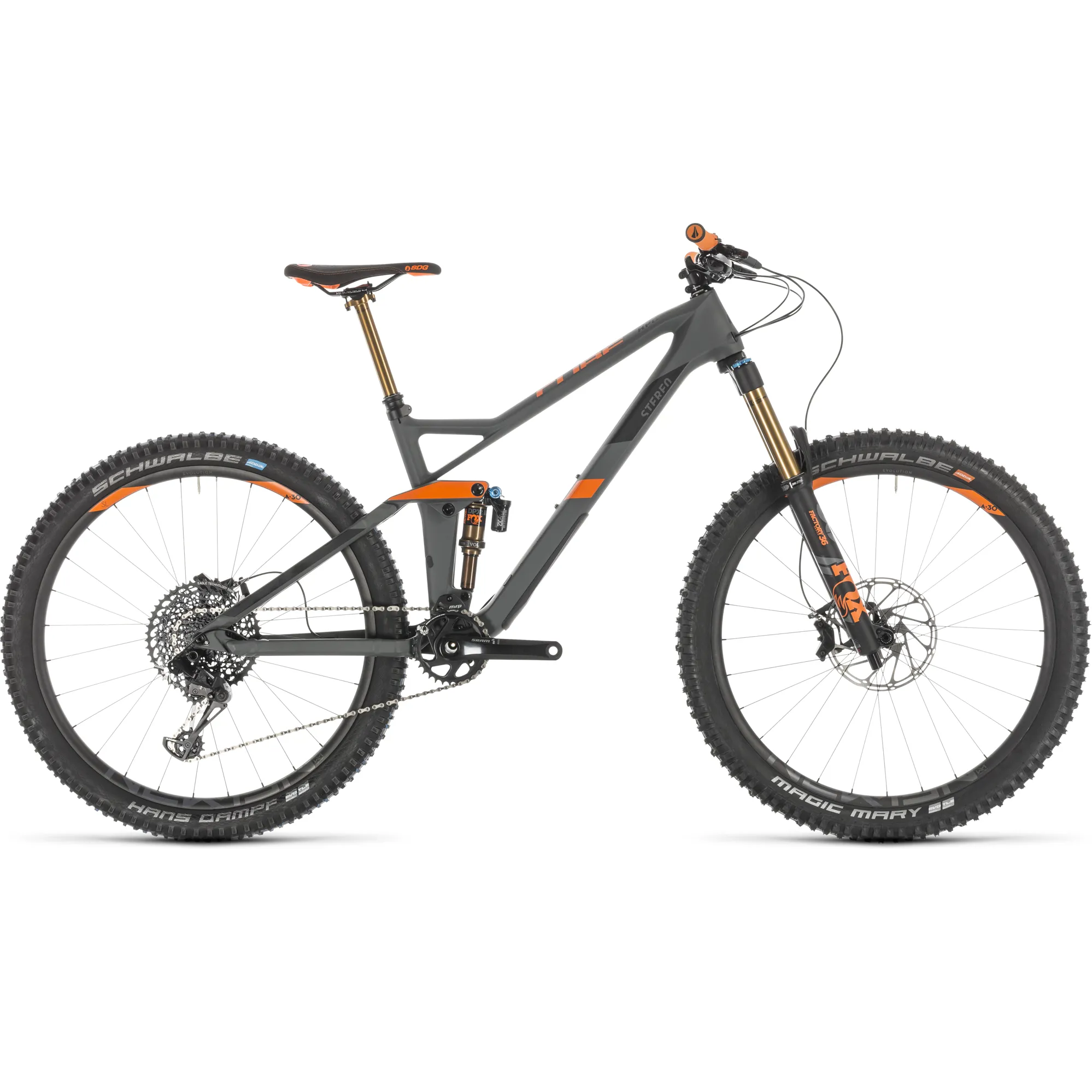 2019 Cube Stereo 140 Hpc Tm 27.5 Carbon Mens FS Mountain Bike in Grey