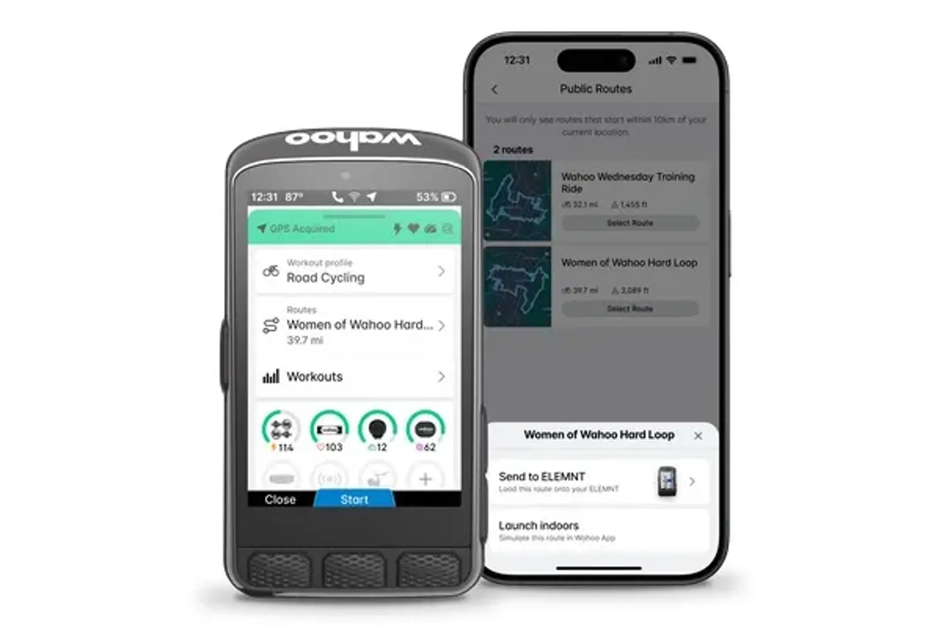Wahoo ELEMNT ACE Public Route and Easy Sharing Image