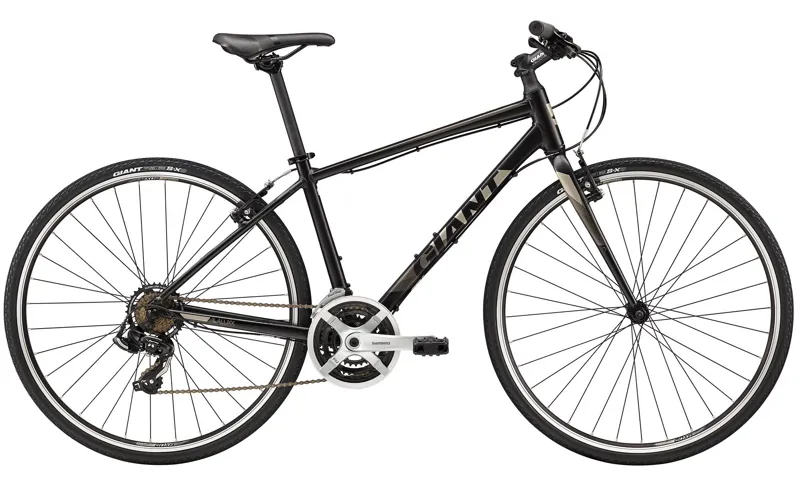 2018 Giant Escape 3 Hybrid Bike In Black Charcoal Neon Red Black