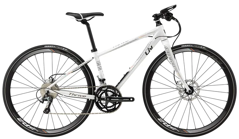 2018 Liv Thrive 1 Disc Womens Hybrid In White Black Rainbow