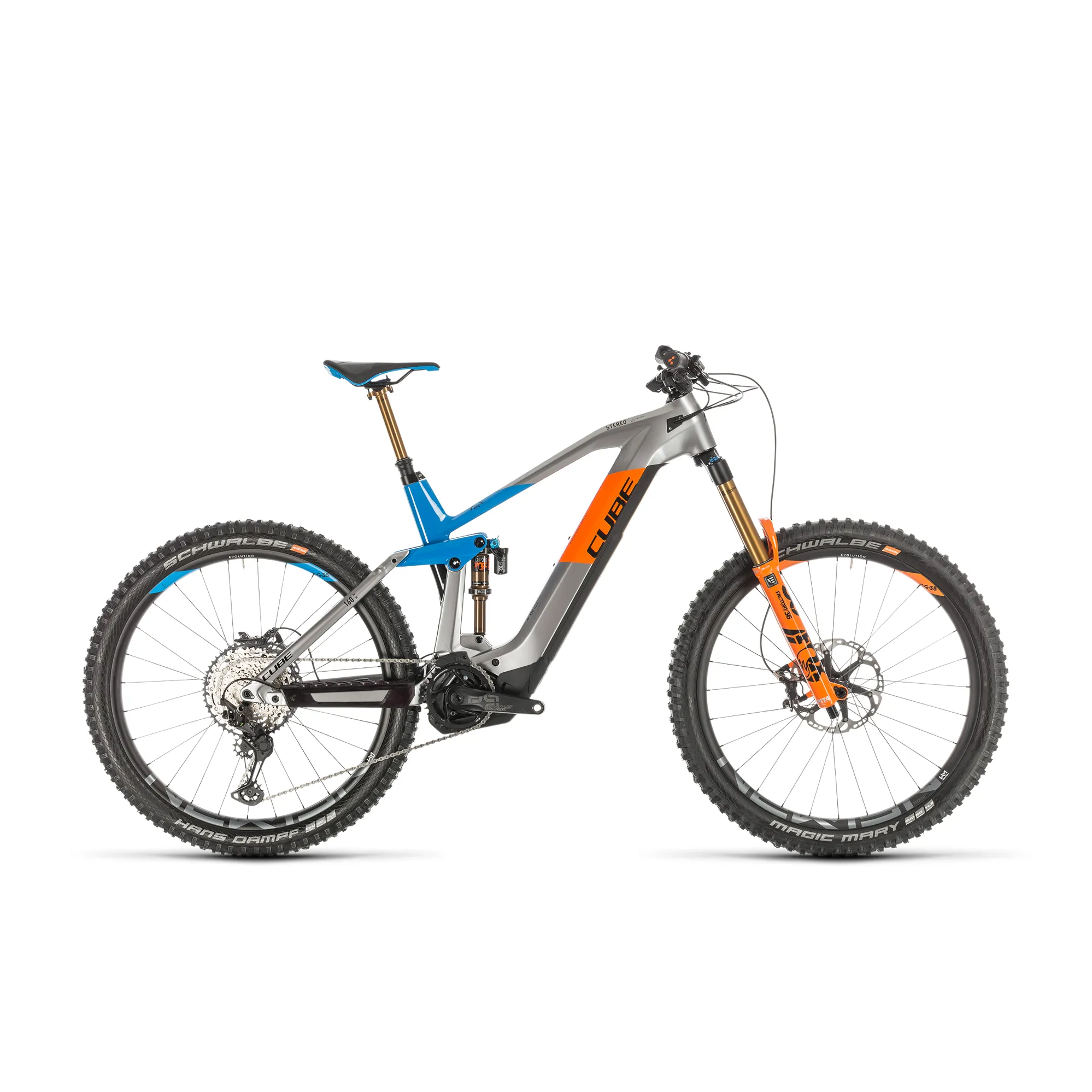 2020 Cube Stereo Hybrid 160 Hpc ACT 625 Carbon Electric FS MTB in Grey