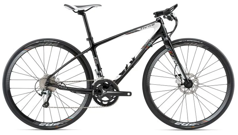 2018 Liv Thrive CoMax 2 Disc Womens Hybrid In Black White Rainbow