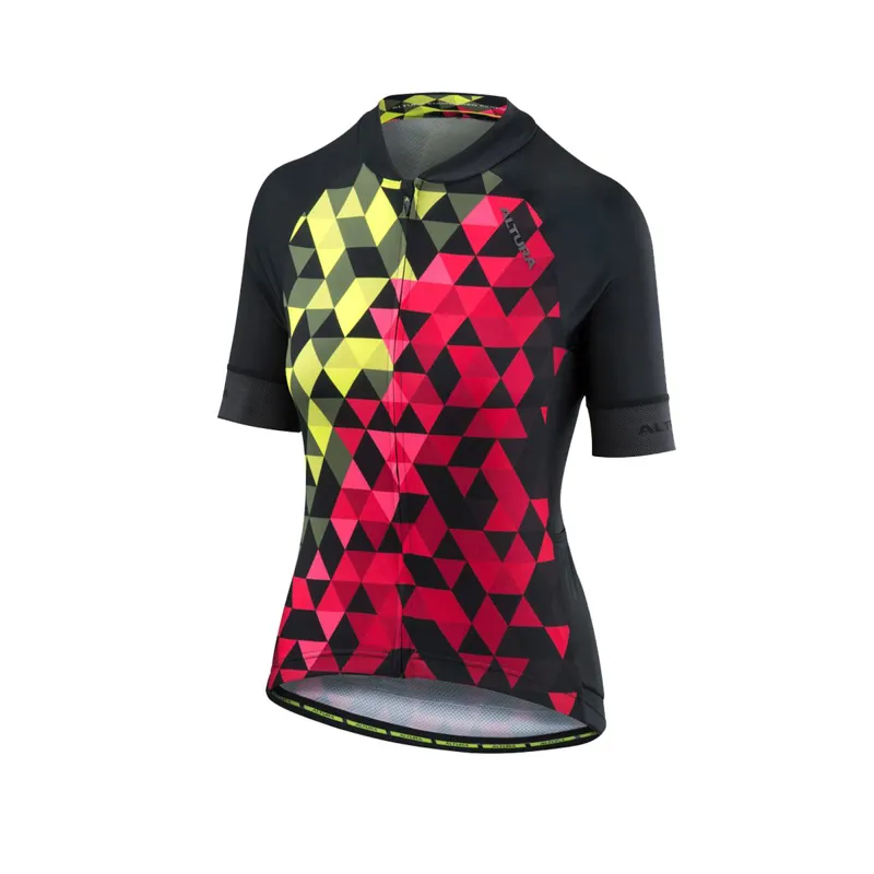 Altura Womens Peloton Short Sleeve Jersey in Mosaic Yellow Red